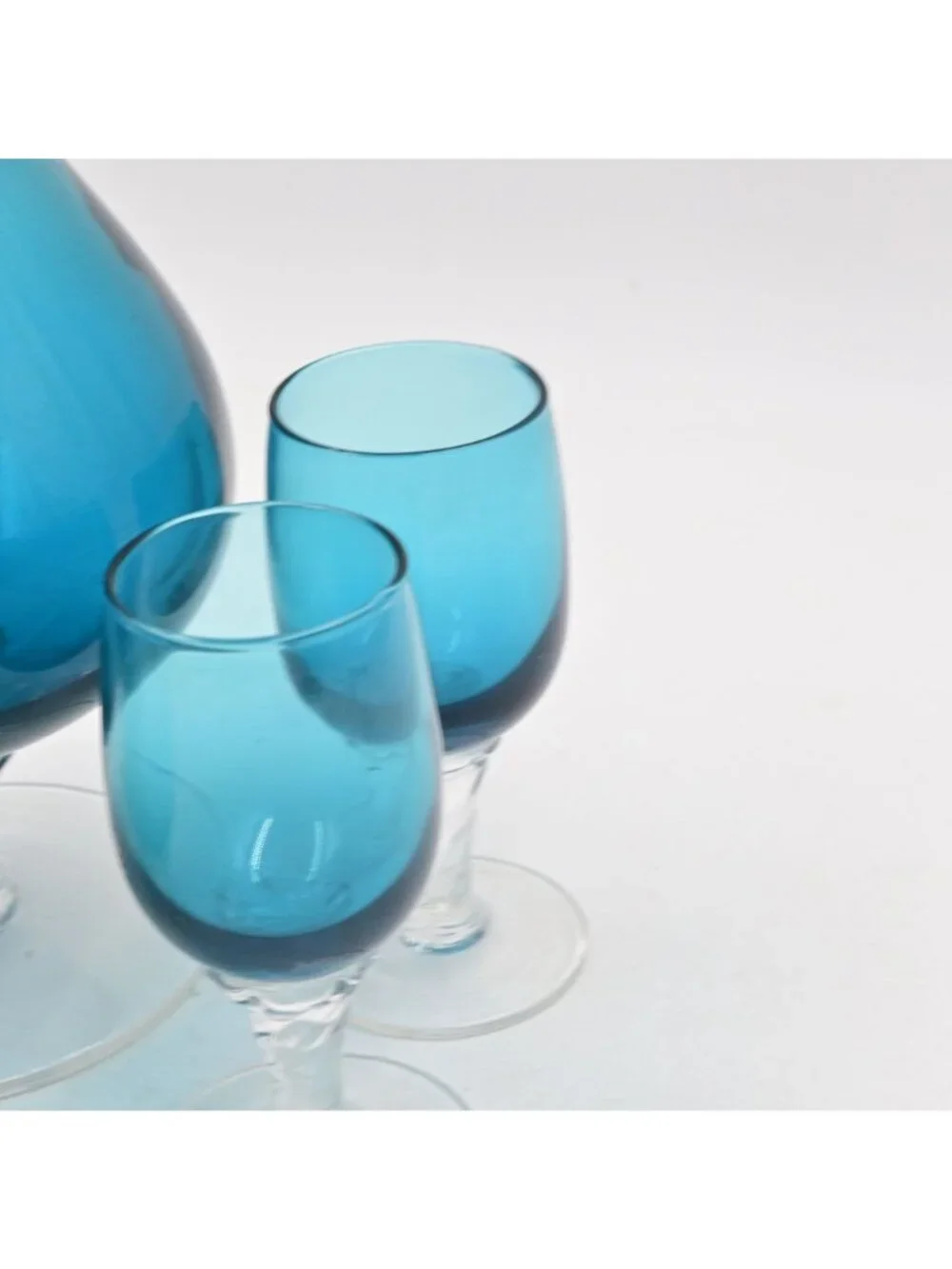 Empoli Italian Glass Decanter Pitcher Set 5 Swirl Stem Cordials